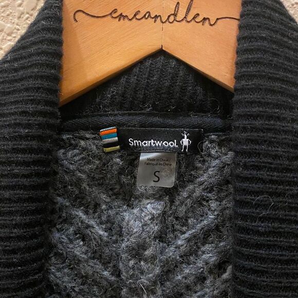 Smart wool cardigan small black and grey oversized open - Picture 2 of 4